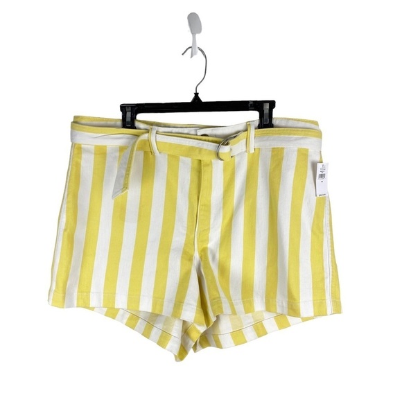 NWT Gap “Khaki Short” Shorts Women’s Size 18 Yellow White Stripes High Rise